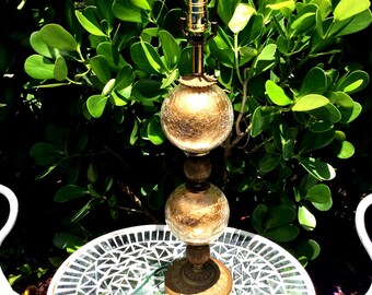 Lámpara de mesa/escritorio estilo Murano, de cristal vintage, con doble globo y patrón de cristal agrietado.