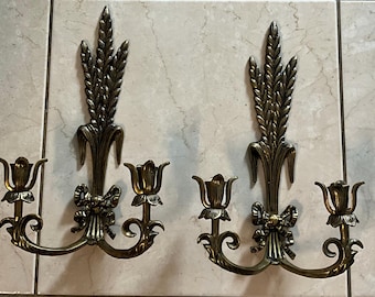 Apliques/2x/ Par de candelabros vintage de latón (2 unidades cada uno, no eléctricos)