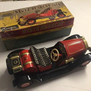 Vintage Car Toy Cragstan Tin Car 1914 Stutz Bearcat Friction Powered Sport Japan Original
