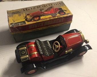 Vintage Car Toy Cragstan Tin Car 1914 Stutz Bearcat Friction Powered Sport Japan Original