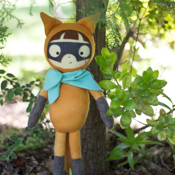 PDF Pattern - 'Bandit'  -  Felt Fox Boy Softie Doll - Instant Digital Download - Plush Children's Toy