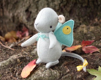 PDF Pattern - 'Winifred' - Felt Mouse Softie with Butterfly Wings -  Instant Digital Download - Plush Children's Toy