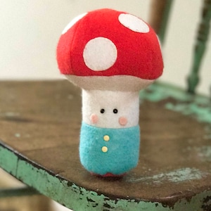 PDF Pattern - 'Mr Mushie' - felt mushroom toadstool softie doll decorations  - Instant Digital Download - Plush Children's Toy