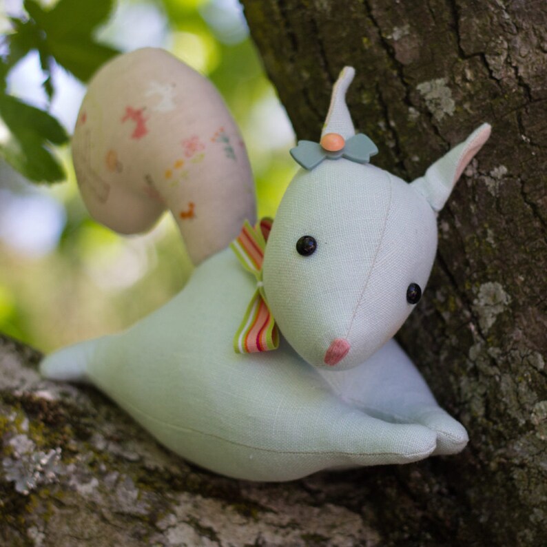 PDF Pattern 'Twitch' Linen Squirrel Softie Instant Digital Download Plush Children's Toy image 1