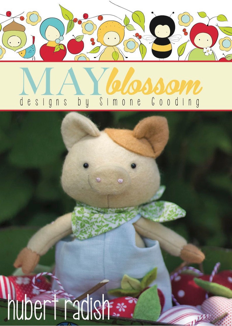 PDF Pattern 'Hubert Radish' Felt Pig Softie with Linen Dungarees Instant Digital Download Plush Children's Toy image 5