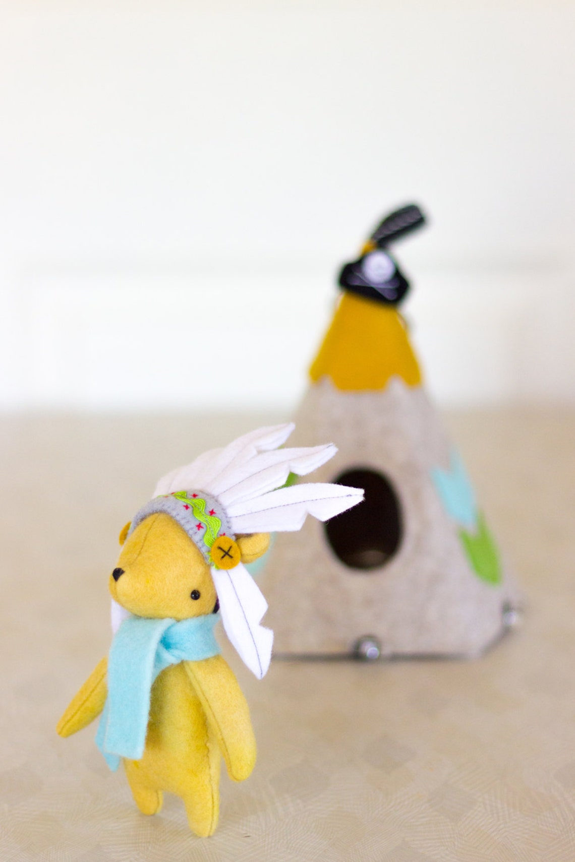 PDF Pattern - 'teepee Ted' - Felt Bear Softie, Felt Teepee, Chief ...