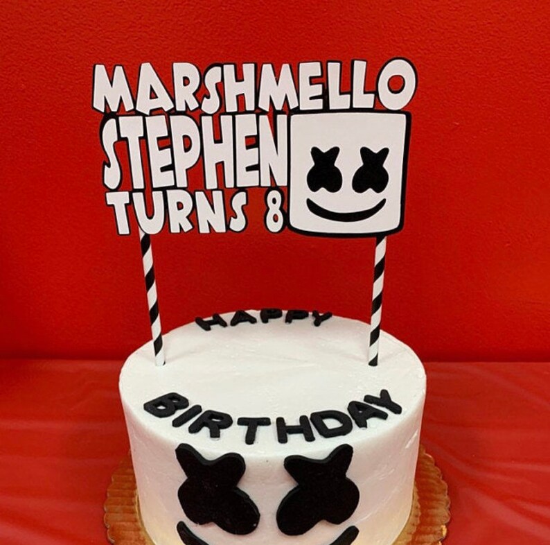 Custom Cake Toppers DJ Marshmello Cake Topper Black and Etsy