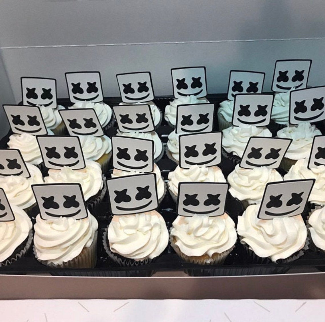 Custom Cupcake Toppers DJ Marshmello Cupcake Topper Black Etsy