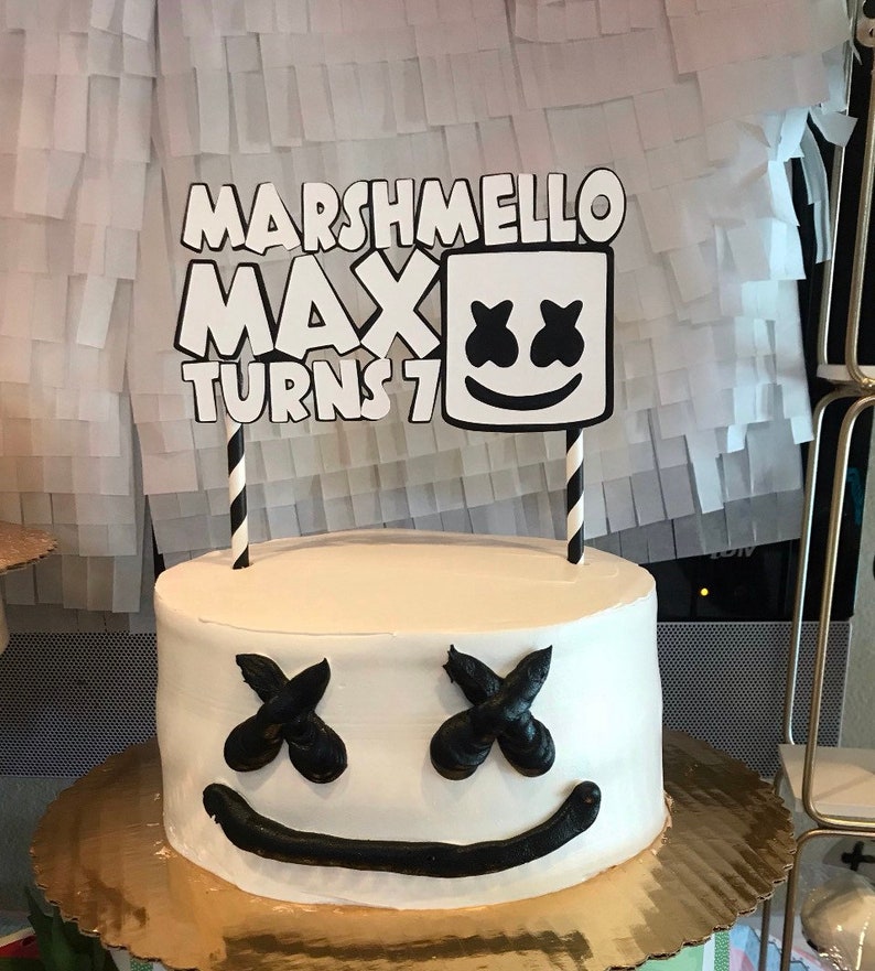 Custom Cake Toppers DJ Marshmello Cake Topper Black and Etsy