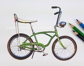 Schwinn Sting Ray Vintage Bike Green Retro Bicycle Art Print from an Original by Headspace Illustrations