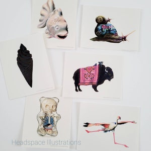 Paquete de 6 tarjetas de notas en blanco no plegables de 4,25 x 5,5 pulgadas, regalo de agradecimiento, arte con lápiz de colores de Headspace Illustrations