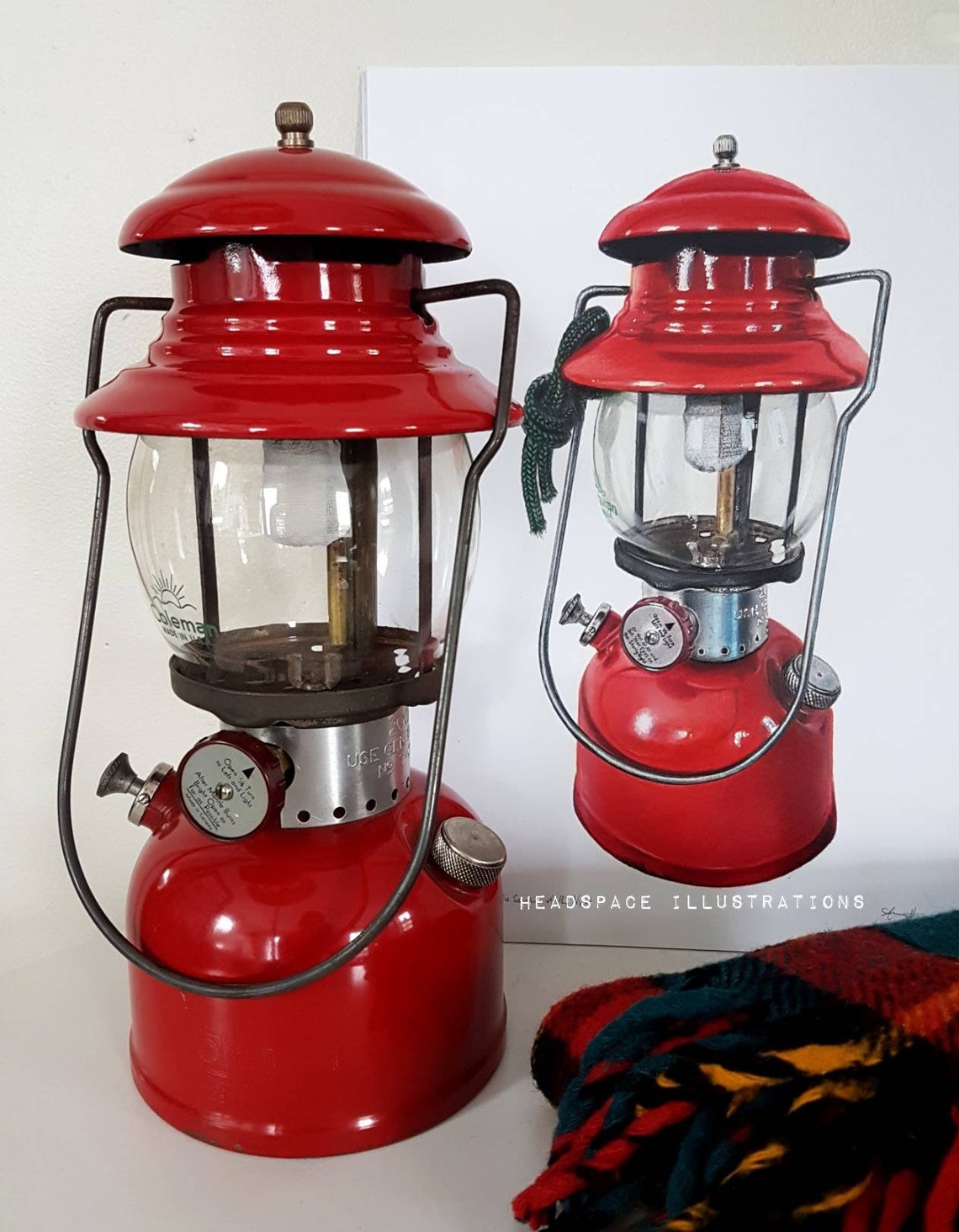 Vintage Red Coleman Camping Lamp Light Wilderness Camp Cabin Etsy Canada