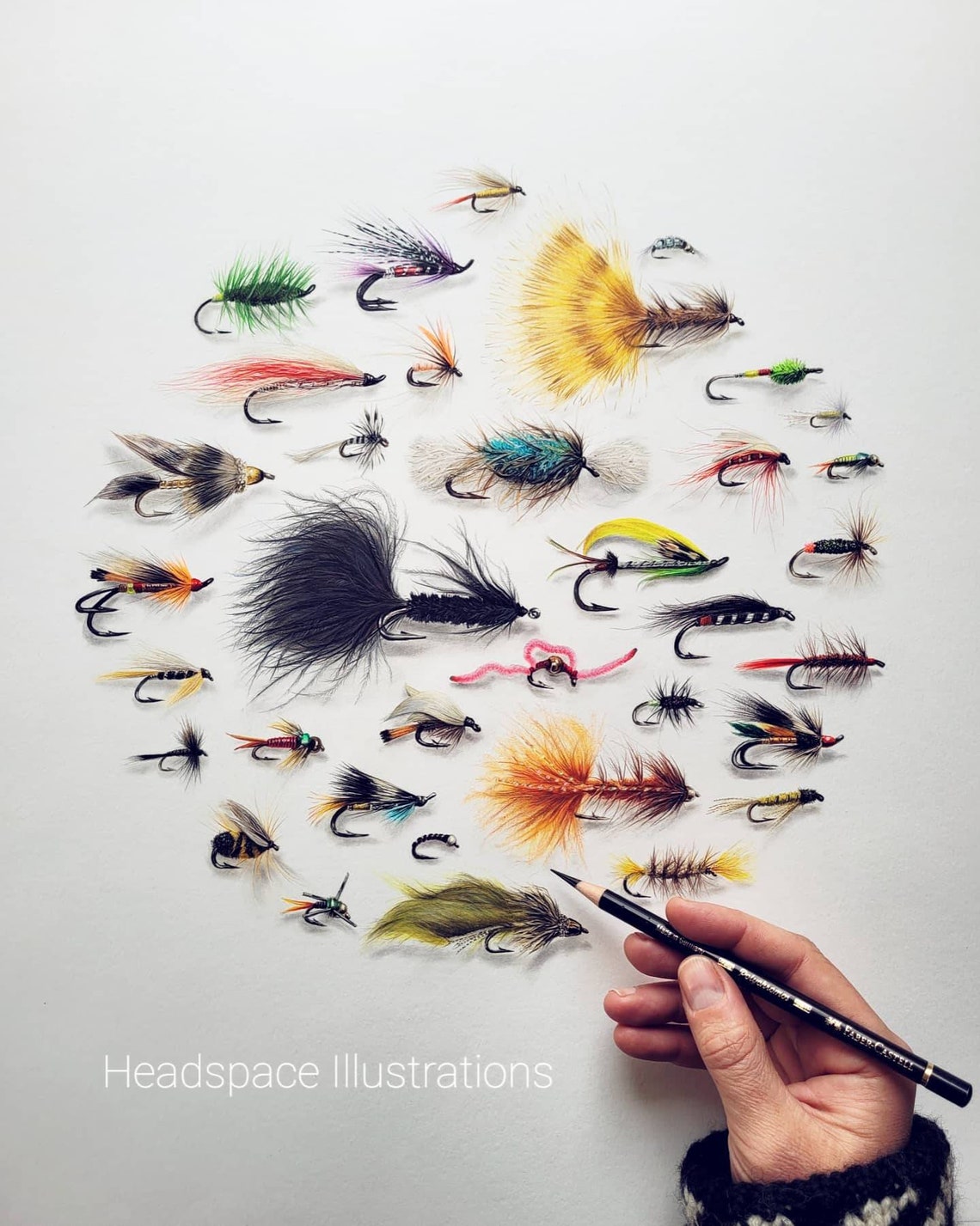 Fishing Flies Art Print From an Original by Headspace Etsy