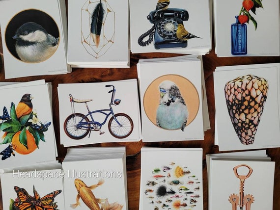 SURPRISE Card LOT Random Non-folding Flat Blank Notecards Greeting