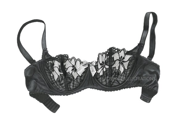 Black Lace Satin Silk Bra Lingerie Boudoir Dressing Room Colored Pencil Art Print By Headspace Illustrations