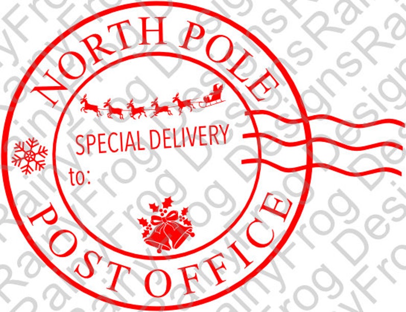 North Pole Santa Postmark SVG PNG PDF Laser Engrave Cut File 