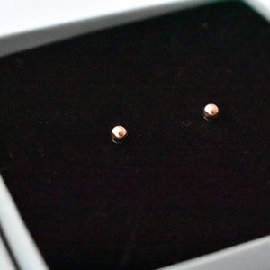 Rose gold dot earring stud. Rose gold ball stud. Tiny Rose gold stud. Minimalist rose gold earrings.