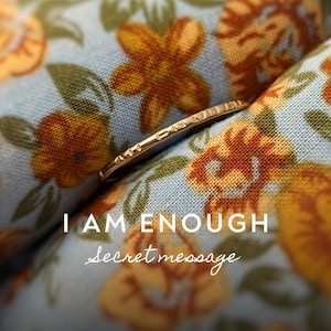 I am enough ring, affirmation ring, empowering ring for woman, gold minimalist ring, gold self love ring, ring inside engraving, 1mm ring