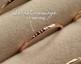 Custom 1,5 mm hidden message ring, secret message ring, hidden letters ring, initial ring, quote ring, hidden quote ring, Gift for her