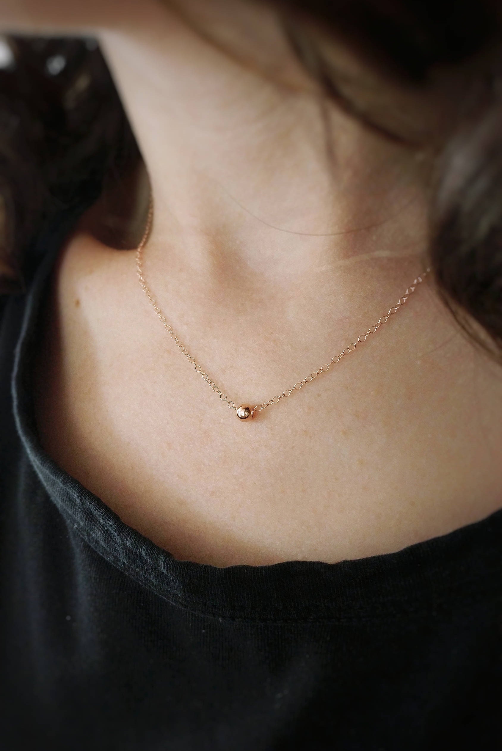 Rose gold necklace. Dainty rose gold necklace. Minimalist rose | Etsy