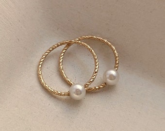 Sleepers pearl earrings, tiny pearl hoops, sleepers pearl hoops, minimalist pearl earrings, everyday pearl hoops, gift for mom