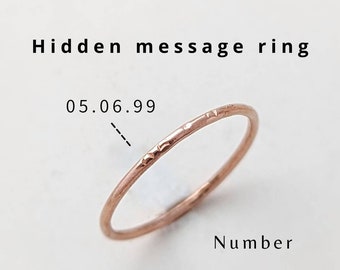 Hidden numbers ring, ring with numbers, digits ring, gold filled number ring, custom number on ring, ring with date, engraved number on ring