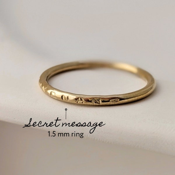 Custom 1,5 mm hidden message ring, secret message ring, letter ring, initial ring, quote ring, hidden quote ring, mother's day ring