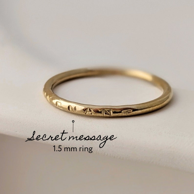 Custom 1,5 mm hidden message ring, secret message ring, letter ring, initial ring, quote ring, hidden quote ring, mother's day ring image 1