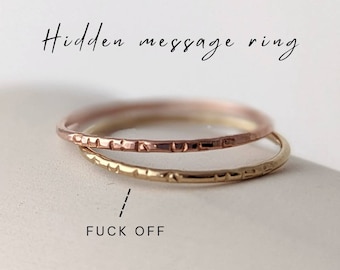 Fuck off ring, minimalist gold engraved ring for woman, Fuck ring, Fuck jewelry, affirmation gold ring, fuck you ring, affirmation ring