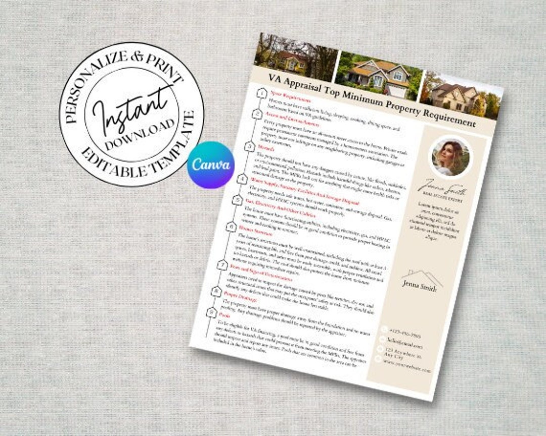 Veteran Loan Appraisal Top Minimum Property Requirements Canva Template