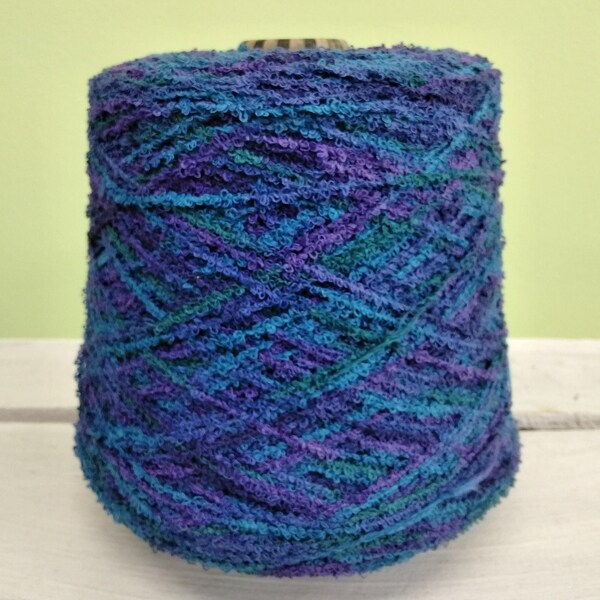 1.5 lb Cotton Boucle Yarn, Periwinkle, on cone,  820 yards per pound
