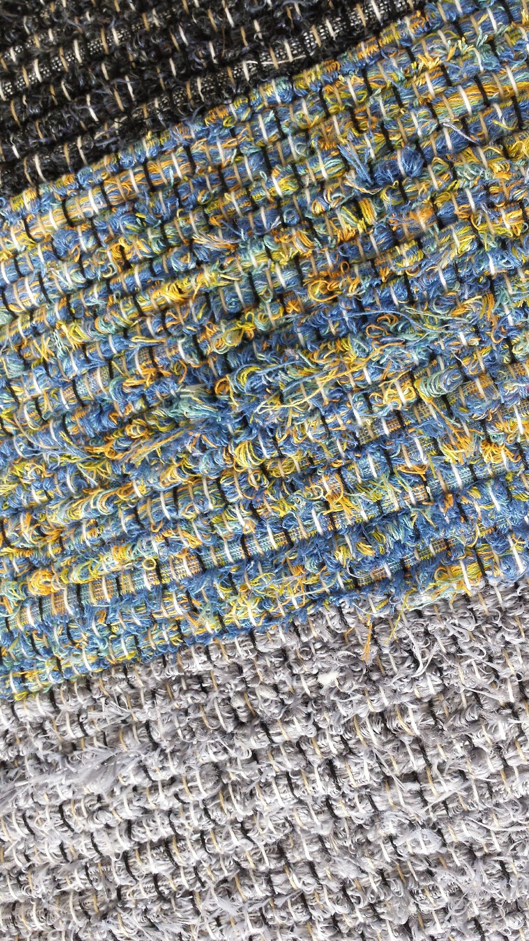 Navy Blue with yellow striped rug handwoven Ability Weavers Etsy