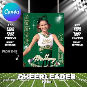 DIY | Canva | Editable | Cheer | Cheerleader | Cheerleading | Sports | Banner | Poster | Template