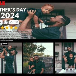 Happy Father’s Day | Father’s Day | Dadflix | Dad Photo Collage |  Bonus Dad | Step Dad | Father’s Day Gift | Dad Shirt|Canva Frame Template