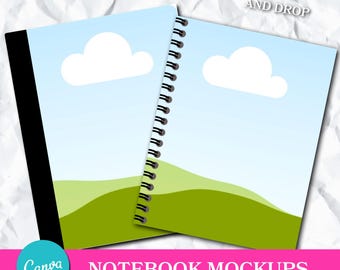 Canva | DIY | Back To School | Drag And Drop | Spiral | Composition | Notebook | Mockup | Bundle | Template