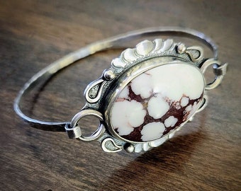 Appaloosa Tension Bracelet, sterling silver, wild horse jasper