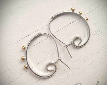 Studded Everyday Spiral Hoops, mixed metals