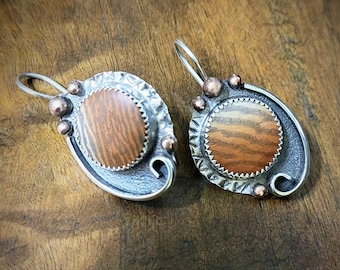 Peachy Zebra Earrings, Striped Jasper