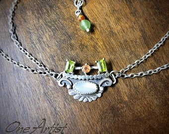 Selenite & Peridot Necklace, or Choker, adjustable length