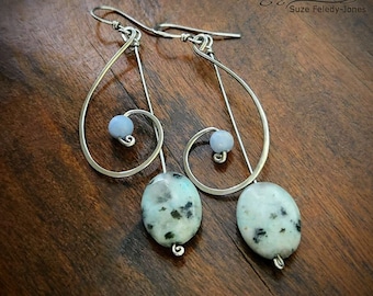 Kiwi Jasper & Angelite Earrings