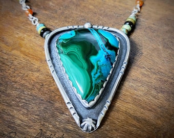 Malachite in Azurite Necklace