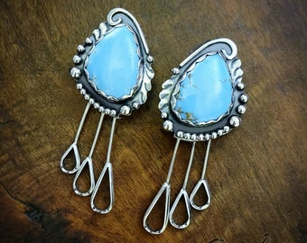 Petal Fringe Earrings, Golden Hills Turquoise