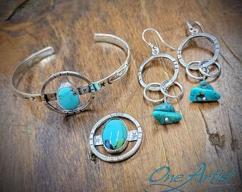 Turquoise Set, Bracelet, Earrings, & optional Pendant or Ring