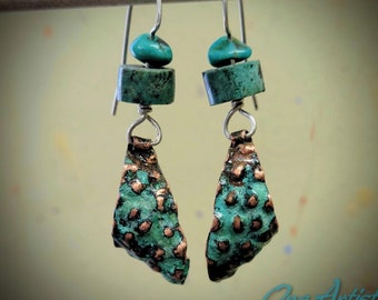 Turquoise Verdigris Earrings