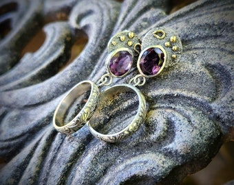 Textured Amethyst Hoops