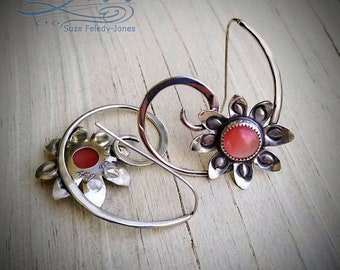 Flower Power Half Hoops, Tourmaline