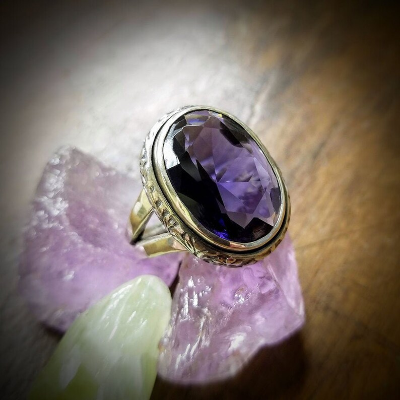 Siberian Amethyst Statement Cocktail Ring Deep Purple 16 Etsy