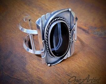 Black Sardonyx Cuff Bracelet