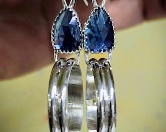 Blue Kyanite Hoops