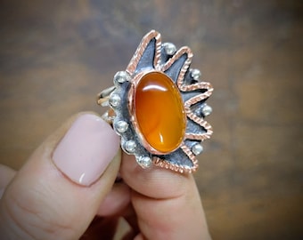 Power Burst, Bicolor Carnelian Ring